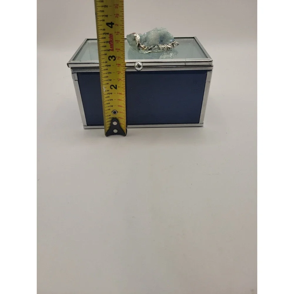 Cynthia Rowley New York Blue & Silver Tone Jewelry Box with Celestite Geode